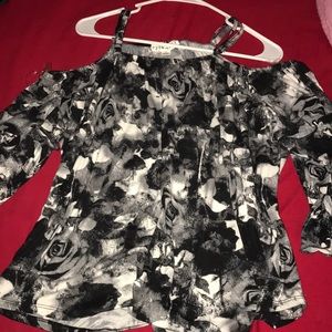 Black Blouse Rose Print